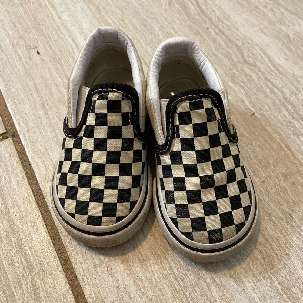 Vans toddler checkered slip on sneakers